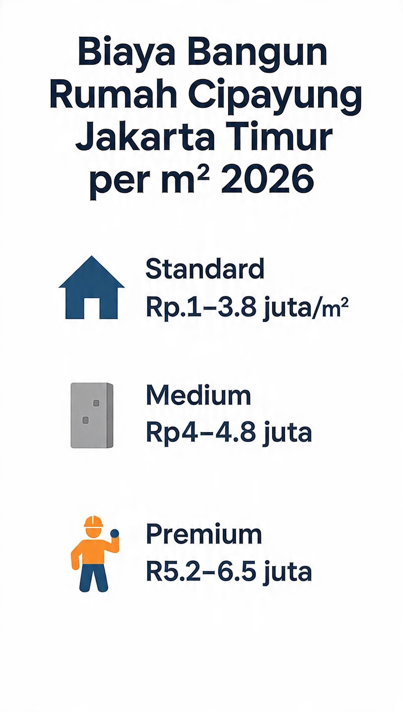 infografis biaya bangun rumah cipayung jakarta timur per m2 2026 standard medium premium